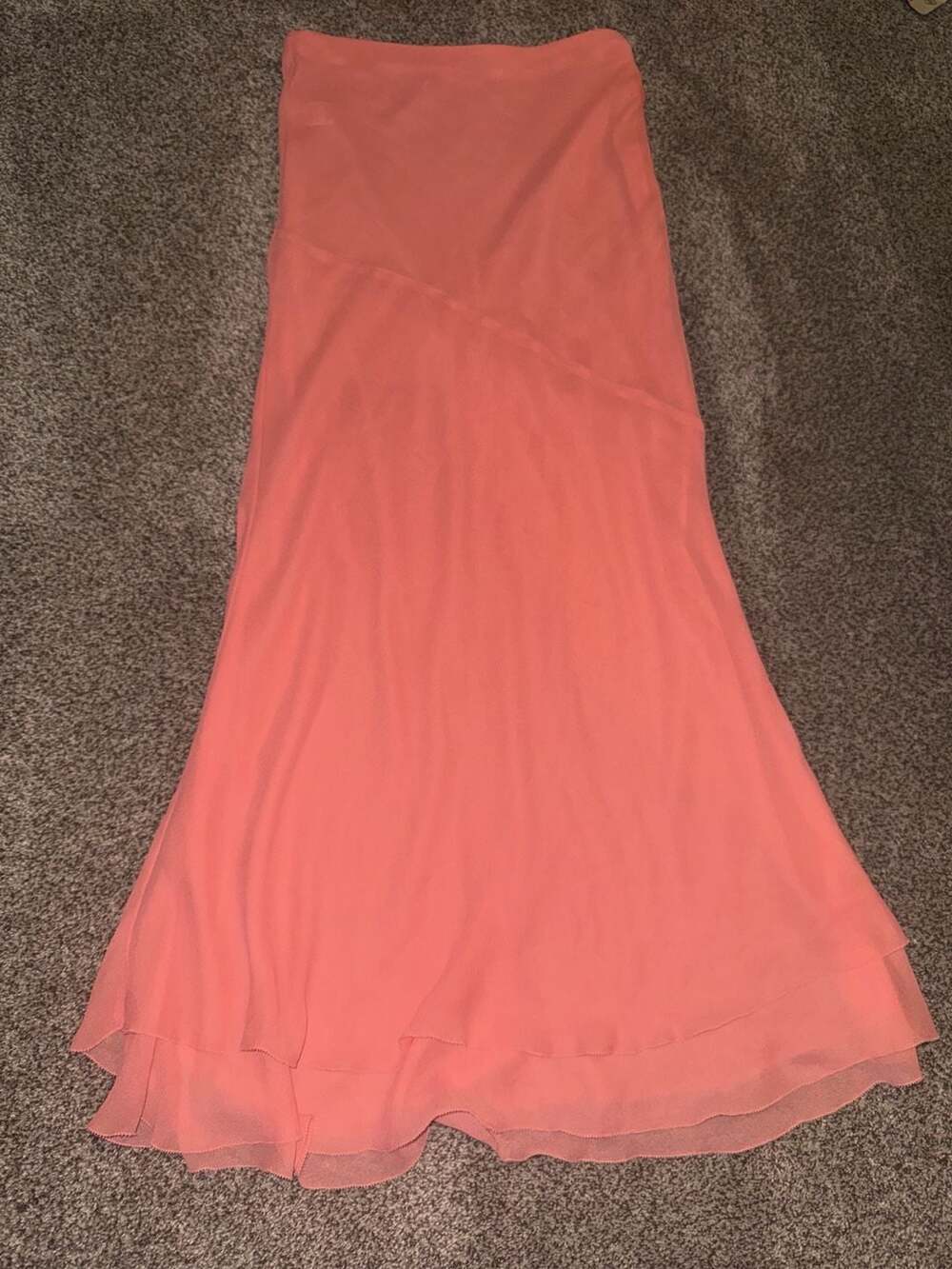 For Love & Lemons Coral Chiffon Maxi Skirt Size M